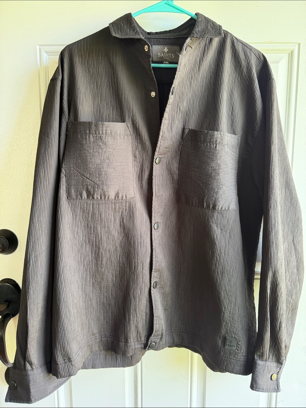 Men's black Saints studio button down shirt